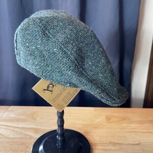 NWT Hanna Hats of Donegal Green Tweed Wool Flat Cap Jameson Ireland Mens Large